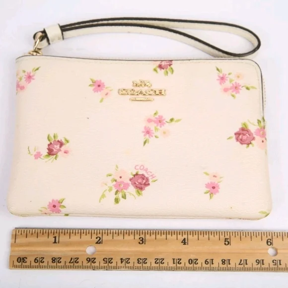 Coach Cream Wristlet with Pink Floral Design - Picture 2 of 5